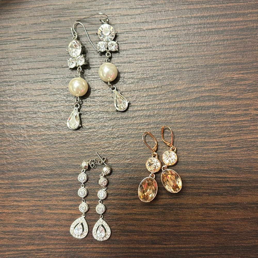 Lot of 3 Elegant dangling evening earrings